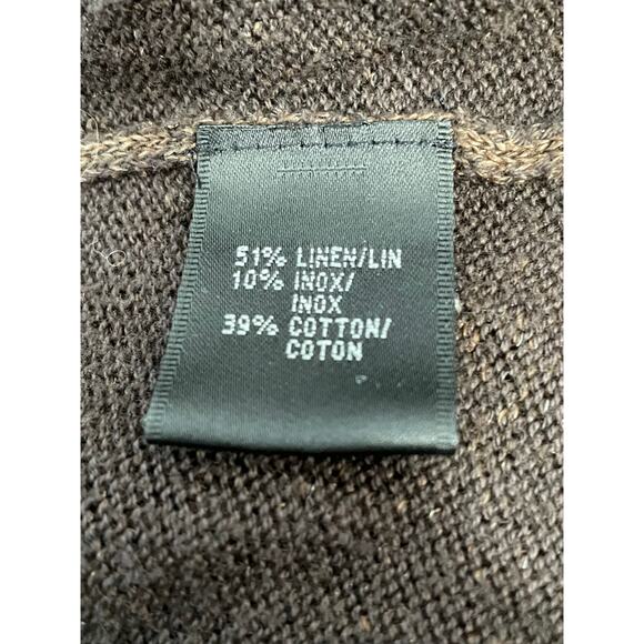 Lafayette 148 NY Cardigan Sweater XL Brown Linen Blend Ruffled Lagenlook Boho - Picture 4 of 5